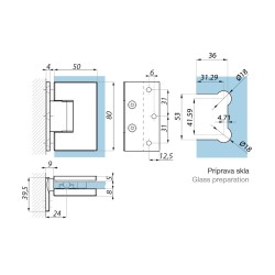 TGAH801 PC - Adjustable hinge glass to wall 90° TGAH801 PC - Adjustable hinge glass to wall 90°