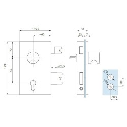 TGL70L-E SSS - Vertical lock with knob for electric strike - left TGL70L-E SSS - Vertical lock with knob for electric strike - left