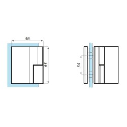 TTU90-OSRH PC - Lifted hinge with offset fixing plate right wall to glass 90° TTU90-OSRH PC - Lifted hinge with offset fixing plate right wall to glass 90°