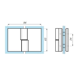 TTU180RH PC - Lifted hinge right glass to glass 180° TTU180RH PC - Lifted hinge right glass to glass 180°