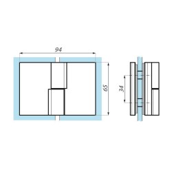 TTU180LH SC - Lifted hinge left glass to glass 180° TTU180LH SC - Lifted hinge left glass to glass 180°