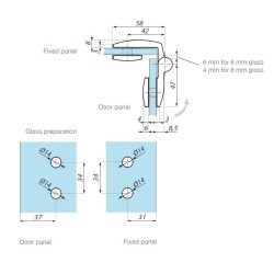 TTU90GGLH SC - Lifted hinge left glass to glass 90° TTU90GGLH SC - Lifted hinge left glass to glass 90°