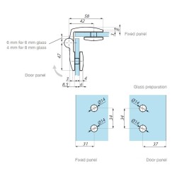 TTU90GGLH PC - Lifted hinge left glass to glass 90° TTU90GGLH PC - Lifted hinge left glass to glass 90°