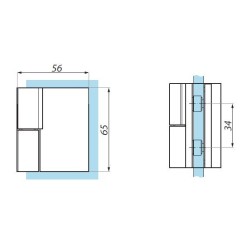 TGHU90LH BL - Lifted hinge left wall to glass 90° TGHU90LH BL - Lifted hinge left wall to glass 90°