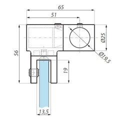 JH02ADJ PC - „T” connector side glass to round bar JH02ADJ PC - „T” connector side glass to round bar