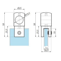 JH03AA SC - Connector to glass for passage round tube JH03AA SC - Connector to glass for passage round tube