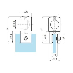 JH03BA SC - Łącznik końcowy szkło - reling
