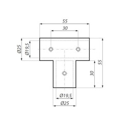 JH03T SC - Junction connector „T” for round bar JH03T SC - Junction connector „T” for round bar