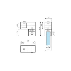 JS02 PBC - Łącznik boczny, przelotowy szkło - reling