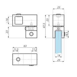 JS02 SC - „T” connector side glass to round bar JS02 SC - „T” connector side glass to round bar