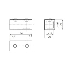 JS03T PC - Junction connector „T” for square bar