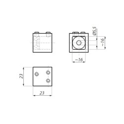 JS04PC - Fixed wall connector for square bar JS04PC - Fixed wall connector for square bar