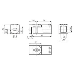 JS05ADJ G24K - Swivel wall connector for square bar JS05ADJ G24K - Swivel wall connector for square bar