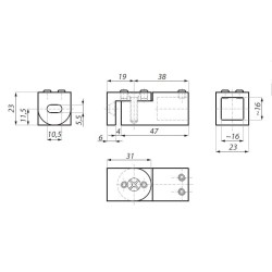 JS05ADJ SC - Swivel wall connector for square bar JS05ADJ SC - Swivel wall connector for square bar