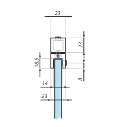 JS002ADJ/1000 PC - Reling kwadratowy, regulowany ściana - szkło JS002ADJ/1000 PC - Reling kwadratowy, regulowany ściana - szkło