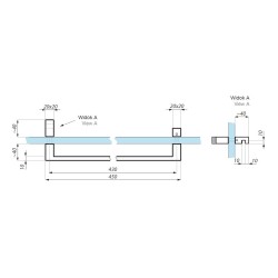 H02-20/40-450 PSS - Square pull handle (towel holder) with knob H02-20/40-450 PSS - Square pull handle (towel holder) with knob