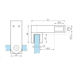 SHC02ADJ SC - „T” connector side glass to rectangular bar SHC02ADJ SC - „T” connector side glass to rectangular bar