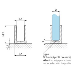 FIXSG08-2300AX - U-section profile for fixed panels FIXSG08-2300AX - U-section profile for fixed panels