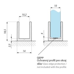 FIXSG10-3000AX - U-section profile for fixed panels FIXSG10-3000AX - U-section profile for fixed panels
