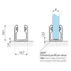 FIXS-SET3000AX - U-section profile for fixed panels with preassembled seal FIXS-SET3000AX - U-section profile for fixed panels with preassembled seal