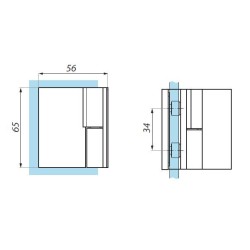 TGHU90-OSRH G24K - Lifted hinge right wall to glass 90° offset fixing plate TGHU90-OSRH G24K - Lifted hinge right wall to glass 90° offset fixing plate