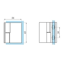 TGHU90-OSLH BL - Lifted hinge left wall to glass 90° offset fixing plate TGHU90-OSLH BL - Lifted hinge left wall to glass 90° offset fixing plate