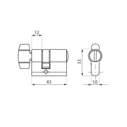 TGLC01WC SC - Profile cylinder c/w key & knob C type TGLC01WC SC - Profile cylinder c/w key & knob C type