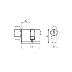 TGLC02WC SC - Profile cylinder c/w key & knob C type TGLC02WC SC - Profile cylinder c/w key & knob C type