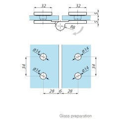 TGHU180LH PC - Lifted hinge left glass to glass 180° TGHU180LH PC - Lifted hinge left glass to glass 180°