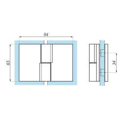 TGHU180LH PC - Lifted hinge left glass to glass 180° TGHU180LH PC - Lifted hinge left glass to glass 180°
