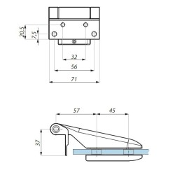 TGH42 SC - Hinge with fixing plate TGH42 SC - Hinge with fixing plate