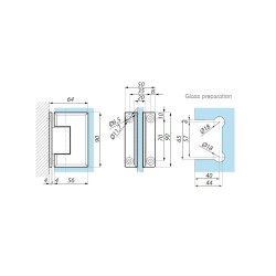 GX990.1 PC - Zawias (szkło - ściana 90°)