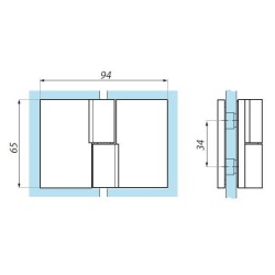 TGHU180RH PC - Lifted hinge right glass to glass 180° TGHU180RH PC - Lifted hinge right glass to glass 180°