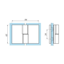 TGHU180RH G24K - Lifted hinge right glass to glass 180° TGHU180RH G24K - Lifted hinge right glass to glass 180°