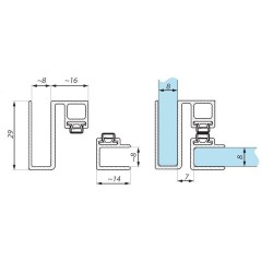 SHMG-SET NAS - Set composed of two aluminium sealing profiles with the magnetic strip glass to glass installation 90° SHMG-SET NAS - Set composed of two aluminium sealing profiles with the magnetic strip glass to glass installation 90°