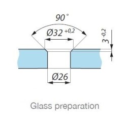 MCN1-CSQ17,52 SSS - Point fix connector (wall to glass) with point stud CSQ17,52