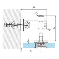 MCN1-CSQ17,52 SSS - Point fix connector (wall to glass) with point stud CSQ17,52