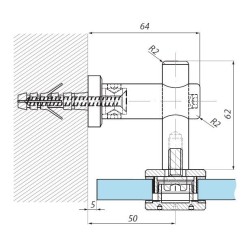 MCN1-FHQ SSS - Point fix connector (wall to glass) with point stud FHQ MCN1-FHQ SSS - Point fix connector (wall to glass) with point stud FHQ