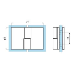 TGHU180LH G24K - Lifted hinge left glass to glass 180° TGHU180LH G24K - Lifted hinge left glass to glass 180°