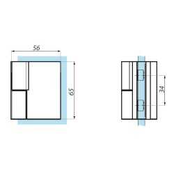 TGHS90LH SC - Zawias standardowy lewy ściana - szkło 90˚