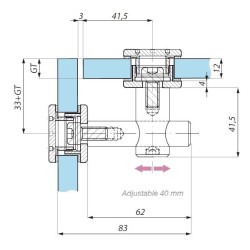 MCN3-FHQ17,52 SSS - Point fix connector (glass to glass 90°) with point studs FHQ MCN3-FHQ17,52 SSS - Point fix connector (glass to glass 90°) with point studs FHQ