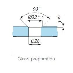 MCN3-CSQ17,52 SSS - Point fix connector (glass to glass 180°) with point stud CSQ
