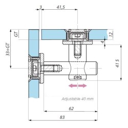 MCN3-CSQ17,52 SSS - Point fix connector (glass to glass 180°) with point stud CSQ