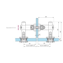 MCN6-FHQ17,52 SSS - Double point fix connector with perpendicular panel with point studs FHQ17.52 MCN6-FHQ17,52 SSS - Double point fix connector with perpendicular panel with point studs FHQ17.52