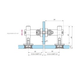 MCN6-CSQ SSS - Double point fix connector with perpendicular panel with point studs CSQ MCN6-CSQ SSS - Double point fix connector with perpendicular panel with point studs CSQ
