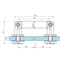 PGN2-FQ SSS - Swivel point fix connector (glass-glass 180°) with point studs FQ PGN2-FQ SSS - Swivel point fix connector (glass-glass 180°) with point studs FQ