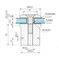 SO445 SSS - Point stud with standoff 45 mm ø44,5 SO445 SSS - Point stud with standoff 45 mm ø44,5