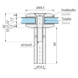 R50-DS60 SSS - R50FD point stud with 60 mm standoff - without the screws at sight R50-DS60 SSS - R50FD point stud with 60 mm standoff - without the screws at sight