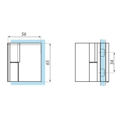 TGHS90-OSLH PC - Standard hinge left wall to glass 90° offset fixing plate TGHS90-OSLH PC - Standard hinge left wall to glass 90° offset fixing plate
