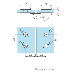 TGHS180LH SC - Zawias standardowy lewy szkło - szkło 180˚